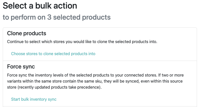 Click Start bulk inventory sync under Force sync